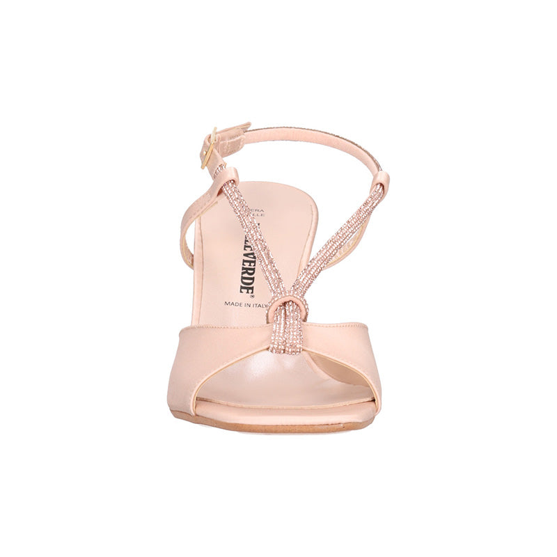 Sandalo elegante con tacco largo Valleverde 28463 da donna in raso cipria