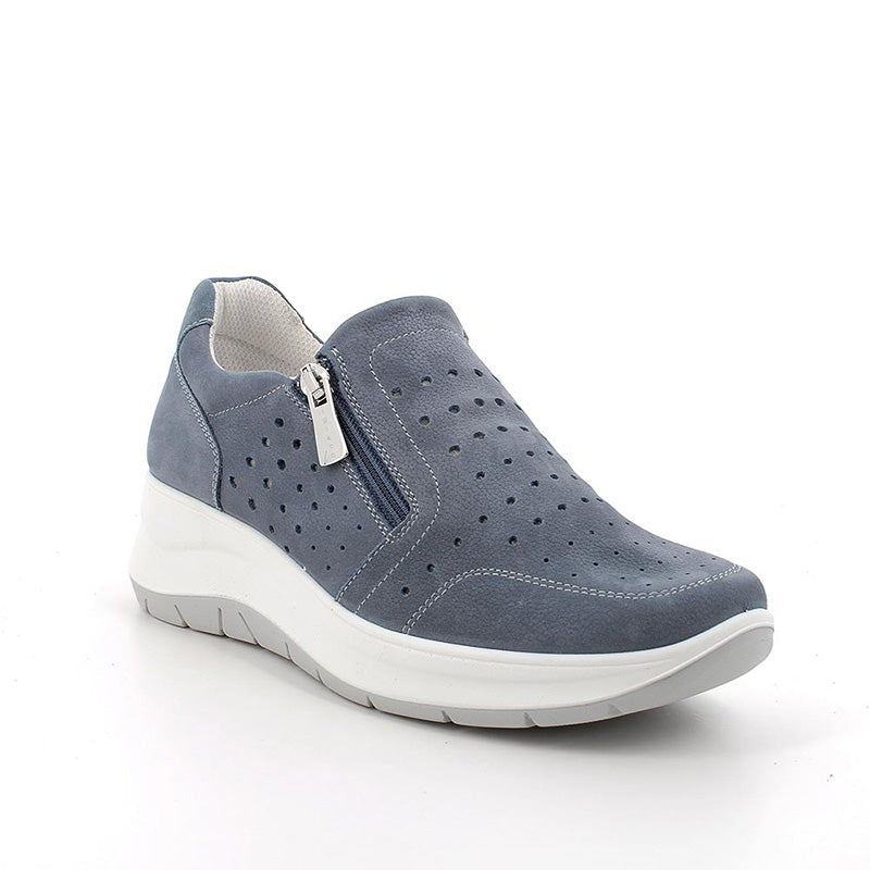 Scarpe Slip on Igi&Co 5653500 con zeppa in pelle da donna avio