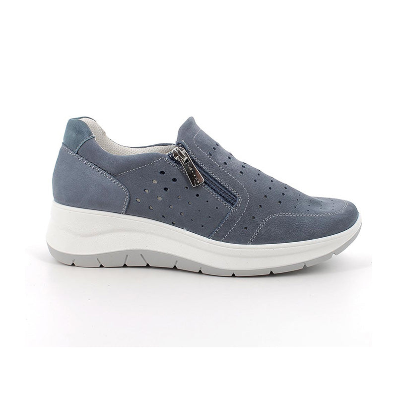 Scarpe Slip on Igi&Co 5653500 con zeppa in pelle da donna avio