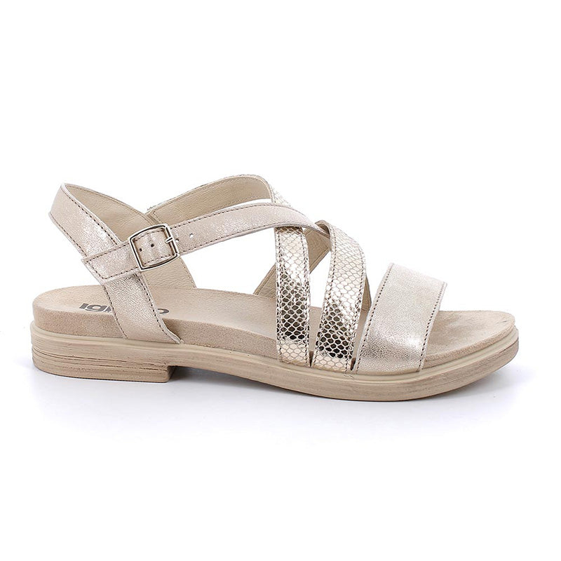 Sandali Igi&Co 5670011 in pelle da donna sabbia-platino