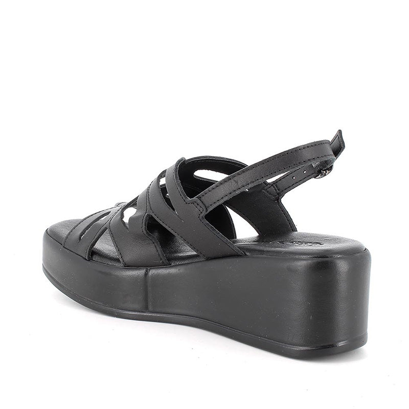 Sandali Igi&Co 5687200 con zeppa in pelle da donna nero