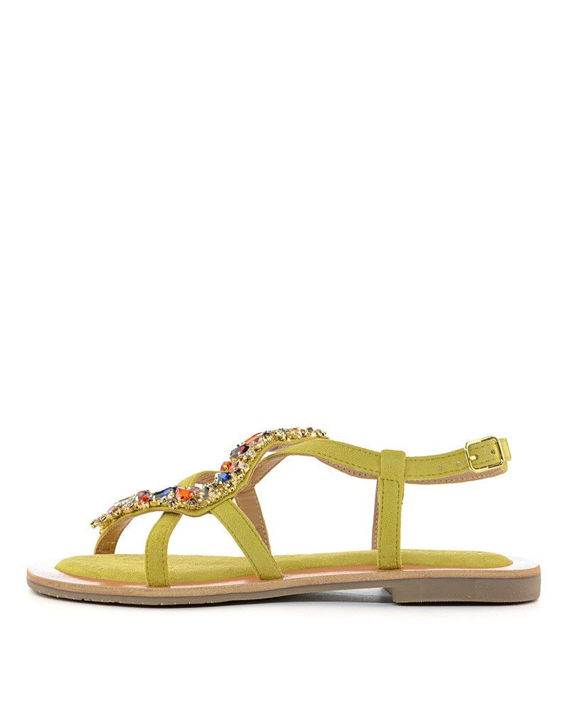 Sandali CafèNoir C1GE5420 in pelle scamosciata con accessorio gioiello giallo