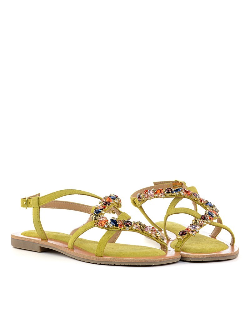 Sandali CafèNoir C1GE5420 in pelle scamosciata con accessorio gioiello giallo