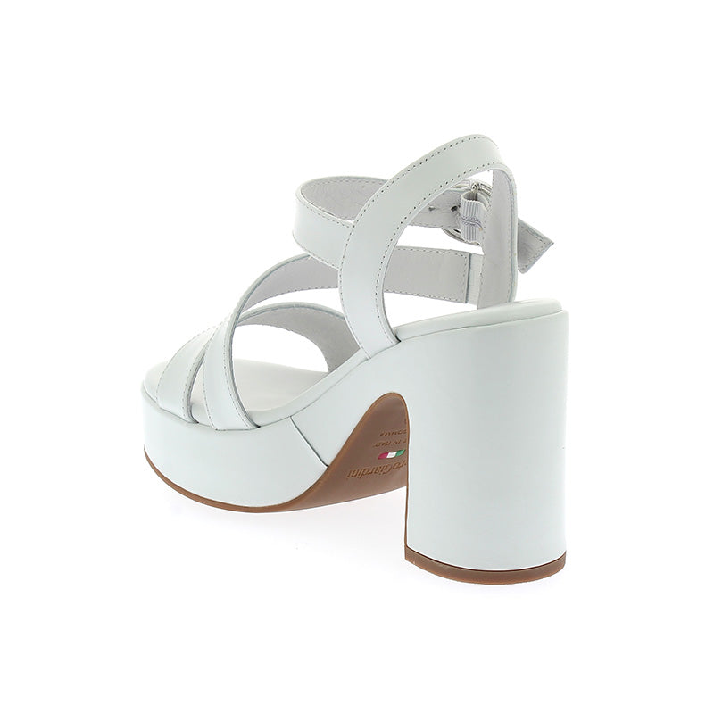 Sandalo Pelle Bianco NeroGiardini E410400D/707 Con Tacco E Plateau