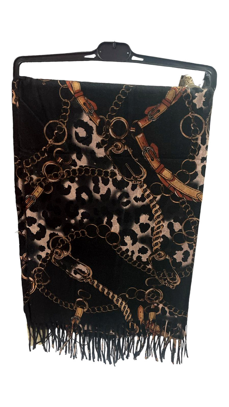 Swish Jeans Sciarpa donna con frange e dettagli maculati