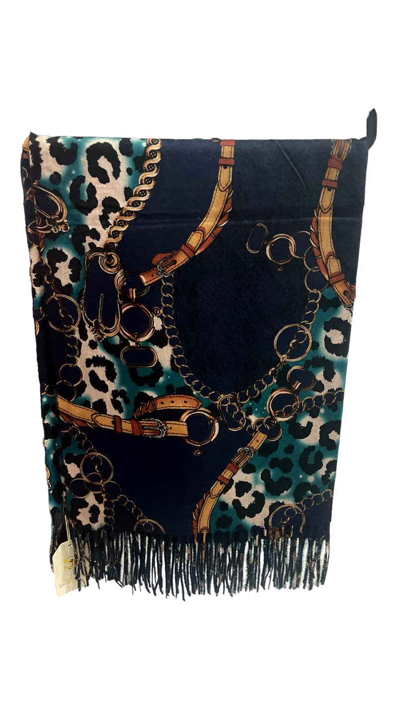 Swish Jeans Sciarpa donna con frange e dettagli maculati