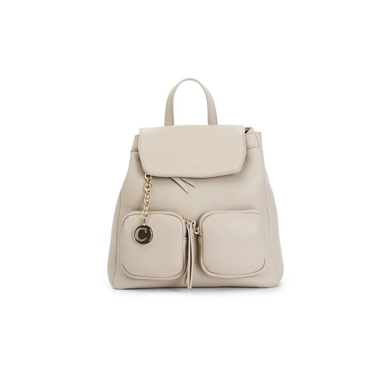 Zaino CafèNoir C3NF0716 con tasche e charm in metallo beige
