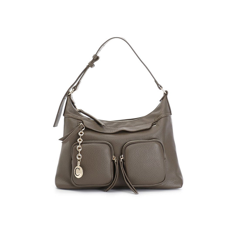 Sacca con tasche CafèNoir C3NF0718 charm in metallo fango
