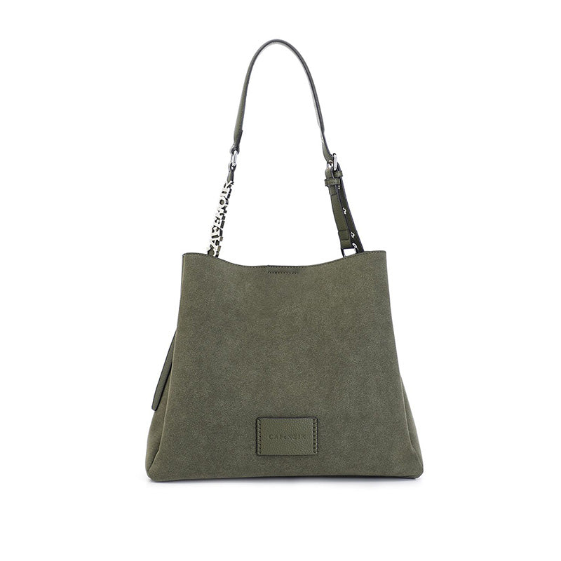 Borsa a spalla in effetto suede CafèNoir C3YH0720 tracolla oliva