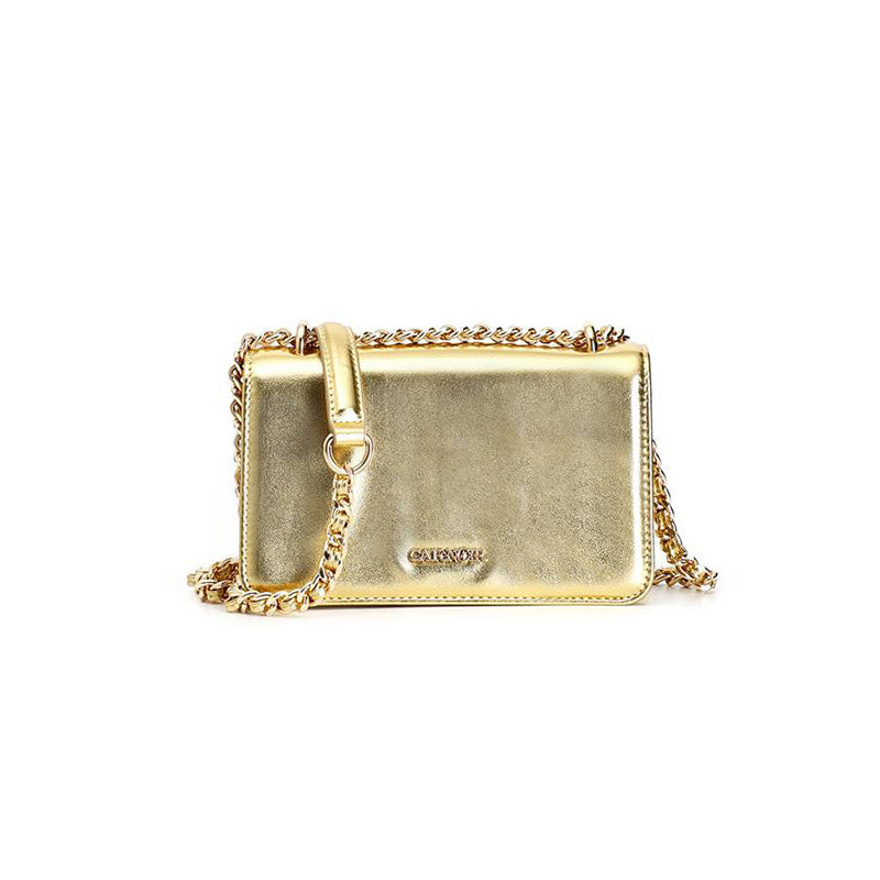 Minibag CafèNoir C3BG0617 con pattina con materiale effetto metallizzato