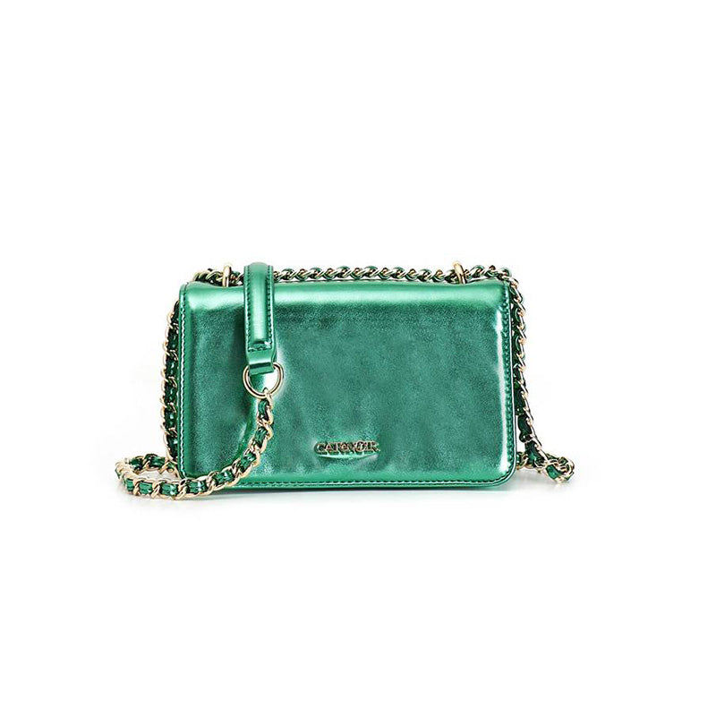 Minibag CafèNoir C3BG0617 con pattina con materiale effetto metallizzato