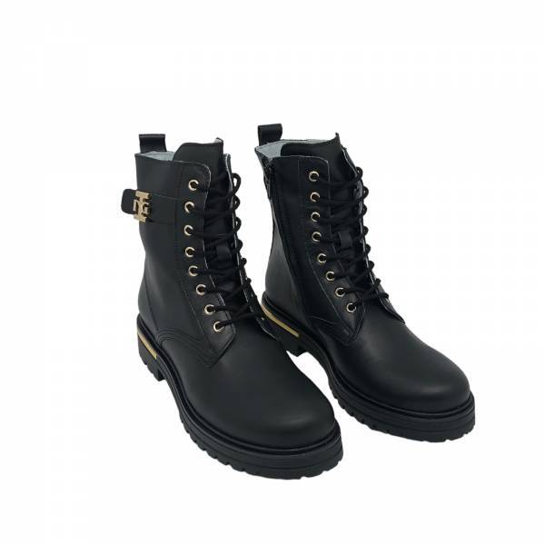 Anfibi Teen NeroGiardini I332790F da Ragazza in Pelle