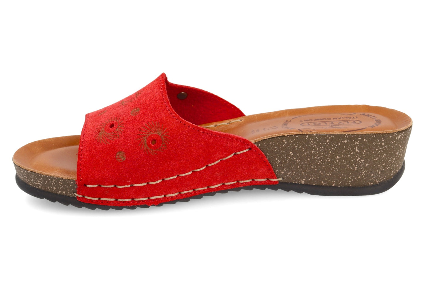 Ciabatta Fly flot rossa in pelle art 23h95