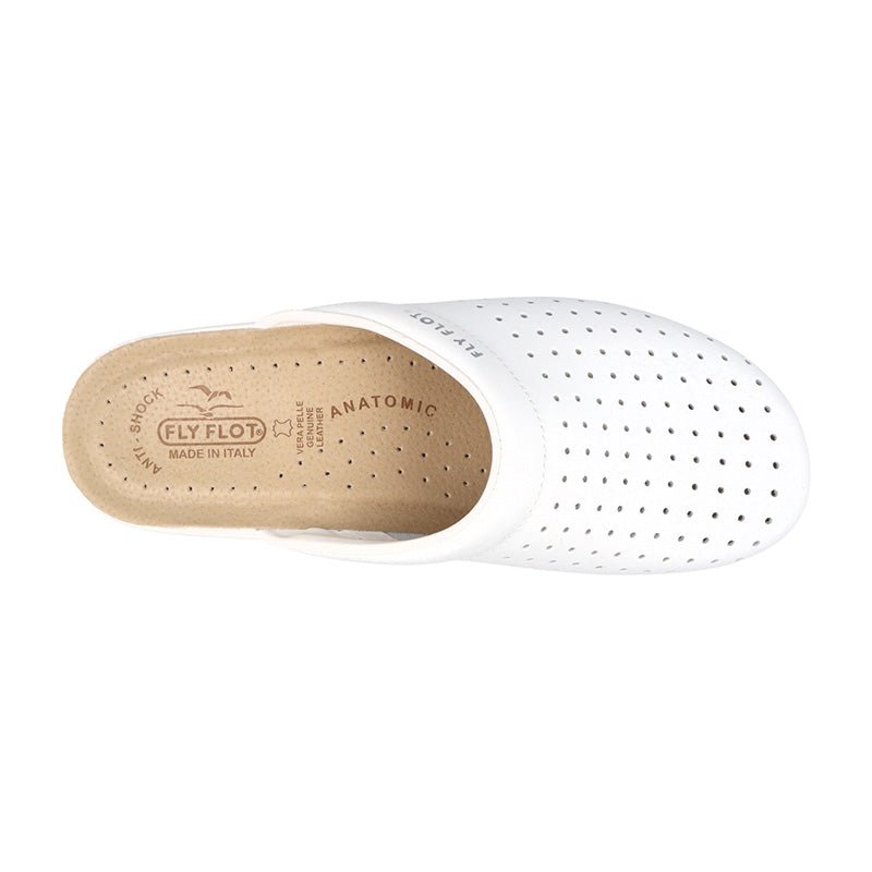 Ciabatta sanitaria da uomo Fly Flot 82028BE bianco in pelle forata
