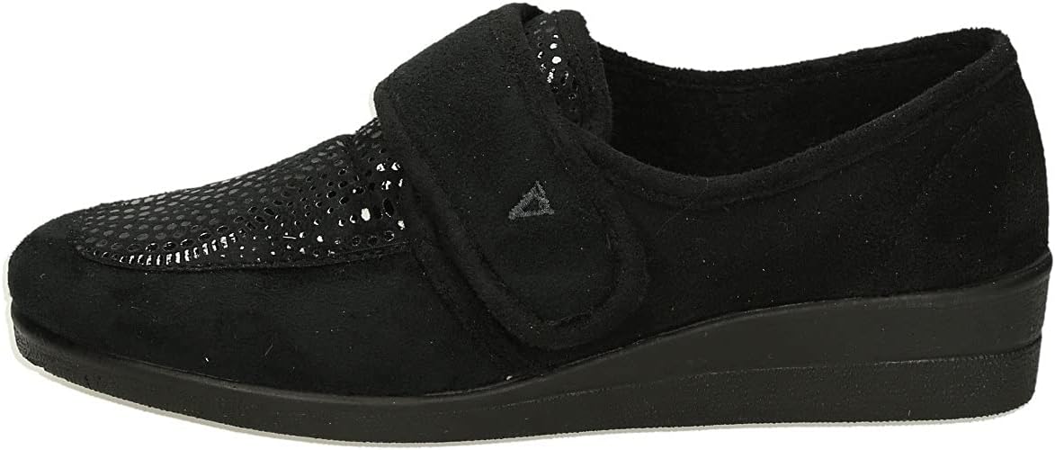 Valleverde 23208 Pantofola con Strappo Mocassini Scarpe Donna Panno Nero