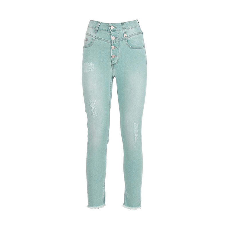 CafèNoir JJ6210 Jeans denim vita alta colore chiaro bleach