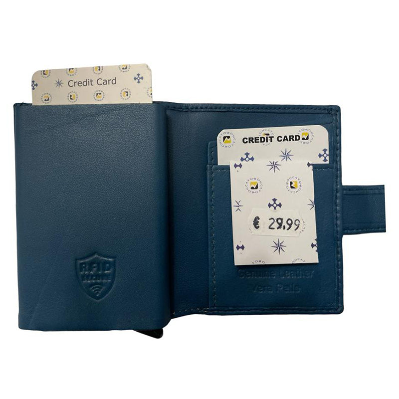 Portacarte di credito in pelle roncato blu R18695