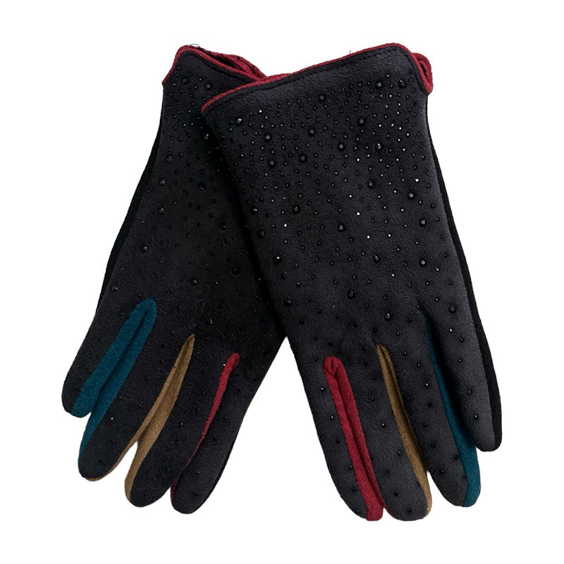 Guanti donna Basile black con strass BS.591