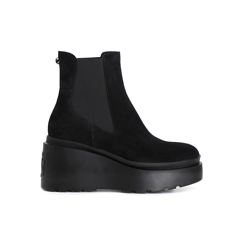Tronchetto donna CafèNoir C1HB6101 in pelle scamosciata con elastici nero