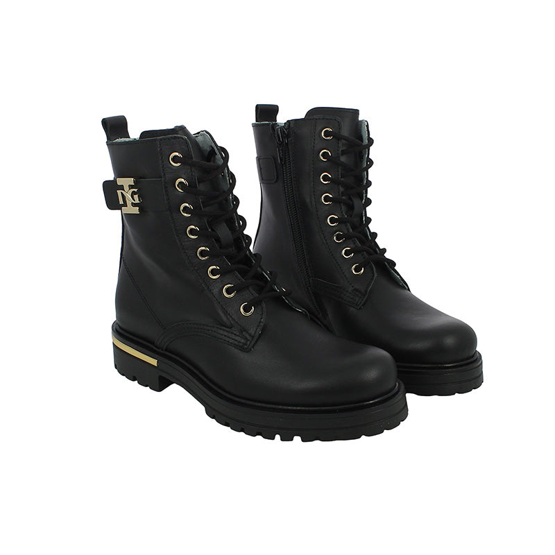 Anfibi Teen NeroGiardini I332790F da Ragazza in Pelle