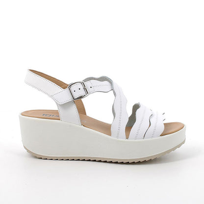 Sandali Igi&Co 5668511 con zeppa in pelle da donna bianco