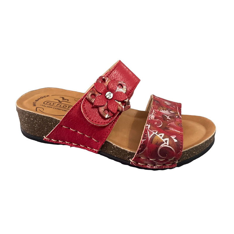 Ciabatta donna FlyFlot 23H365G in morbida microfibra rosso