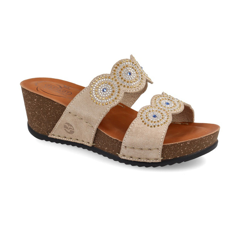 Ciabatta donna Fly Flot 33J60SG in pelle beige