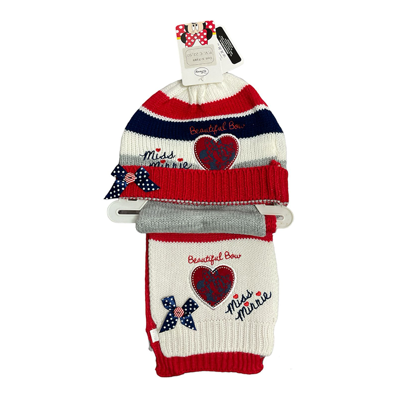 Disney cappello e sciarpa baby Minnie bianco rosso